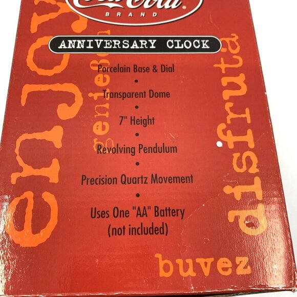 Coca Cola Bottle Cap Anniversary Clock Porcelain 2001 Glass Dome 7" Revolving - Picture 14 of 14